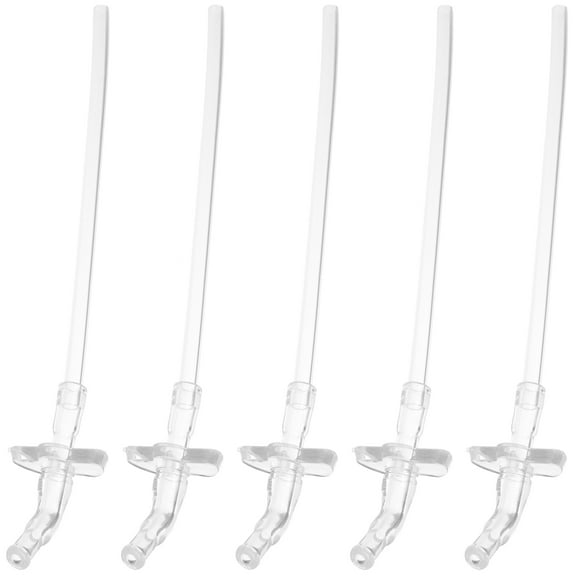 BESTYASH 5 Sets Transparent Silicone Straws Reusable Dishwasher Safe for Hot and Cold Drinks