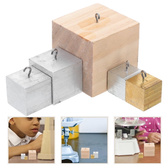 BESTYASH 5pcs Density Cube Set with Hook for Educational Physics Experiments for Students Science Supplies