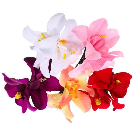 BESTYASH 5Pcs Red Flower Hair Clip Barrette Hair Accessories for Teens Polyester Fabrics Beach Vacation