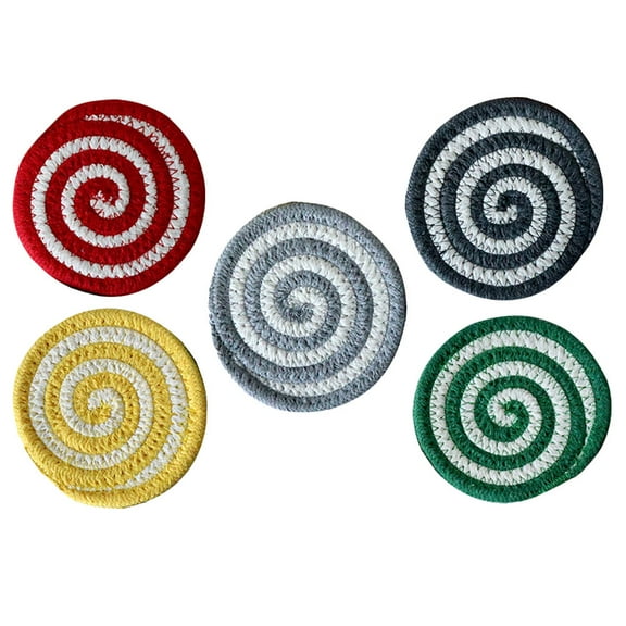 BESTYASH 5pcs Heat Resistant Woven Coaster Cotton Rope Reusable Insulation for Dining Table Use