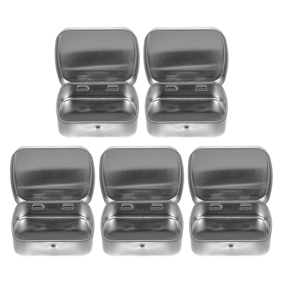 BESTYASH 5Pcs Compact Plated Silver Tin Boxes Portable Storage Containers for Painting Supplies Jewelry and Crafts