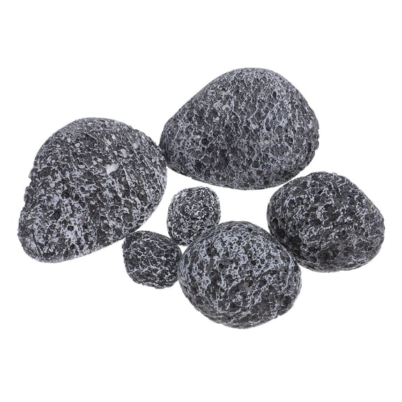 BESTYASH 6 Count Faux Stone Ornaments, Gray Lightweight Foam Artificial Rocks for Miniatures, Floral Crafts