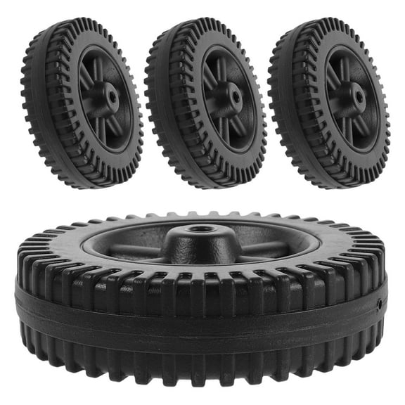 BESTYASH 6 Inch Black Plastic Blow Molded Grill Cart Wheels Replacement with Directional Stability for BBQ