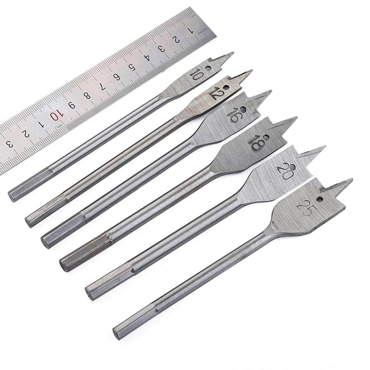 BESTYASH 6-Piece Wood Spade Drill Bit Set - Steel Bits for Accurate and Efficient Wood Drilling Projects