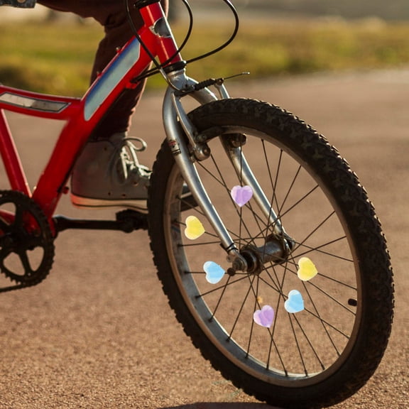 BESTYASH 60Pcs Creative Heart Design Plastic Bike Spoke Beads Easy Clip on Wheel Decorations