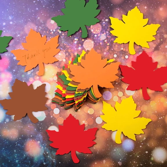 BESTYASH 60 Pieces Fall Leaves Wall Decals Assorted Colors Paper Cutouts for Autumn Seasonal Crafting Projects