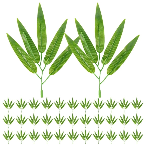 BESTYASH 60Pcs Lifelike Faux Bamboo Leaves Branches Plastic Material for Banquet and Home Decoration