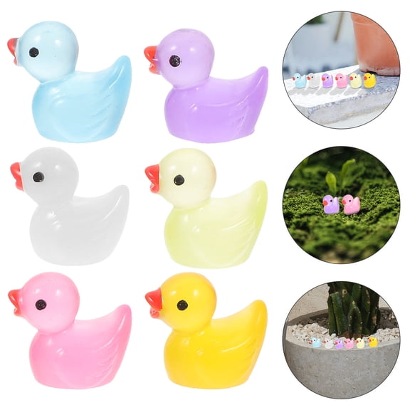 BESTYASH 60Pcs Resin Bonsai Duck Figurines Miniature Garden Decor Transparent Duck Shape