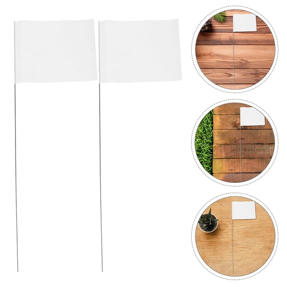 BESTYASH 60-Piece White Yard Marker Flags with Steel Wire Stakes for Lawn, Garden, Landscaping, Irrigation and Utility Marking