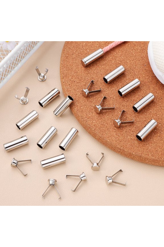 60pcs Hoodie Strings Metal Tips Silver Ends Secure Cords for Mountaineering