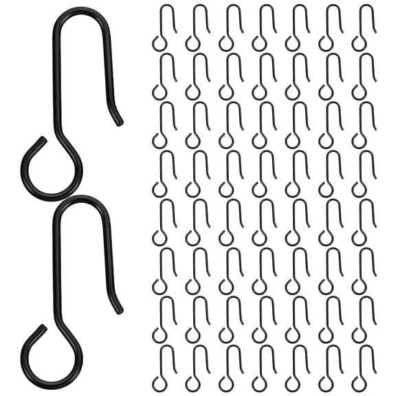 BESTYASH 60pcs Iron Curtain Pin Hooks Black for Ceiling Mounted Curtain Track Installation
