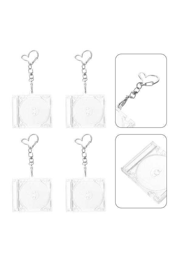 6Pcs Album Cover Keychain Set with Clear Plastic Cd Holders for Music Fans