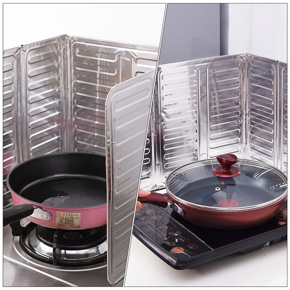 BESTYASH 6Pcs Aluminum Foil Oil-Splash Boards for Kitchen Use with Curled Edges Plated Silver