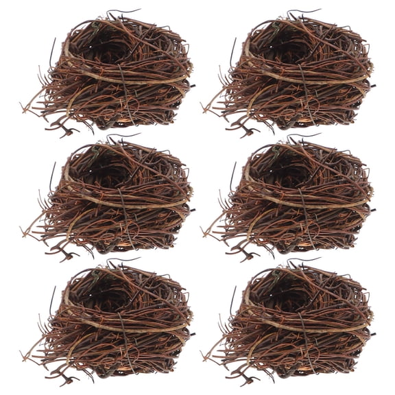BESTYASH 6Pcs Artificial Bird Nest Decorations Mini Bird Nest in Rattan for Garden Landscaping