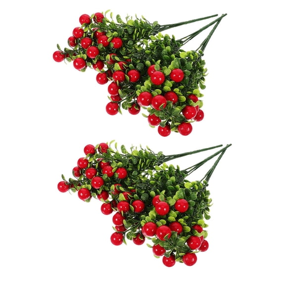 BESTYASH 6Pcs Artificial Cherry Branches with Realistic Red Fruit for Wedding and Home Decorative Use
