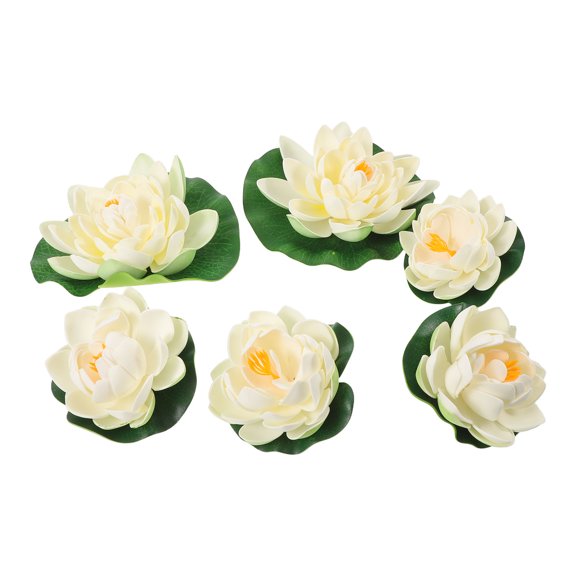 BESTYASH 6Pcs Artificial Water Lily Floating Foam Lotus Flower for Outdoor Pool Garden Pond Decor
