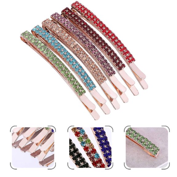 BESTYASH 6Pcs Assorted Color Crystal Hairpins Rhinestone Barrettes for Stylish Party Hairstyles