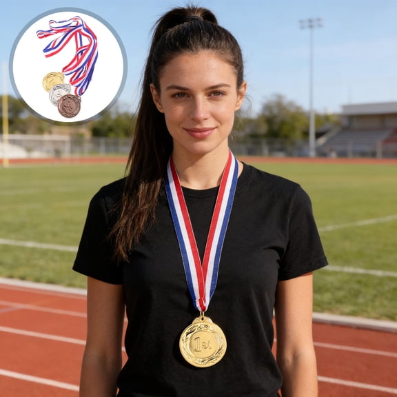 BESTYASH 6Pcs Assorted Color Gold Silver Bronze Medals for Athletic Event Awards and Winner Prizes