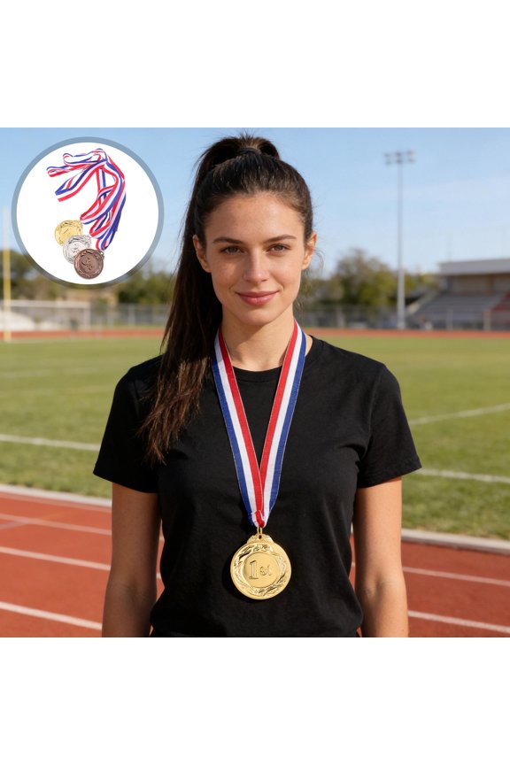 6Pcs Assorted Color Gold Silver Bronze Medals for Athletic Event Awards and Winner Prizes