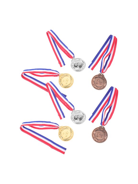 6Pcs Award Medal Set Plated Gold Plated Silver Bronze for Soccer Volleyball and Karate