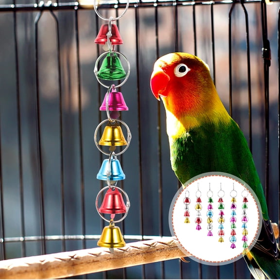 BESTYASH 6Pcs Bird Training Toy Birds Bell String Alloy Mixed Style Pet Birds Indoor Play