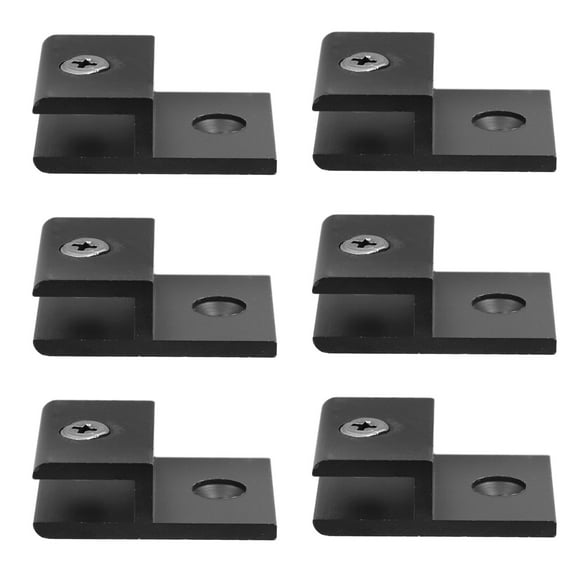 BESTYASH 6-Pack Black Glass Mounting Clips, Aluminum Alloy Construction, Enhanced Stability and Easy to Install Hardware