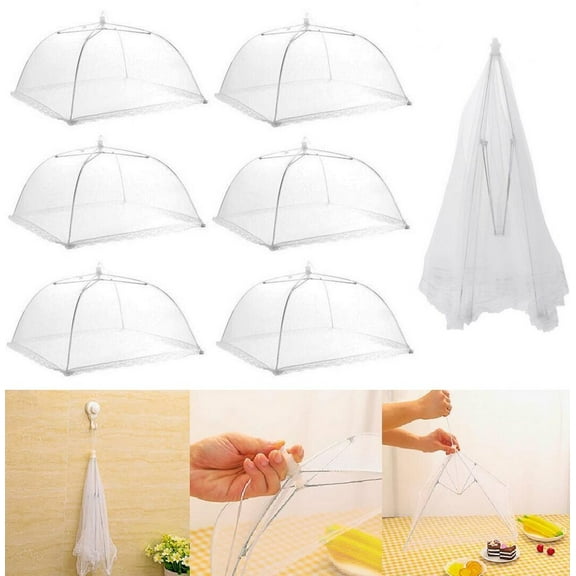 BESTYASH 6Pcs Collapsible Food Cover Mesh for Families on Camping and Garden Protection with Air Circulation