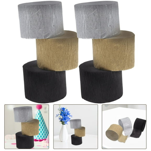 BESTYASH 6Pcs Convenient Crepe Paper Streamers Decorative Paper Ribbon for Birthday and Theme Party Decor