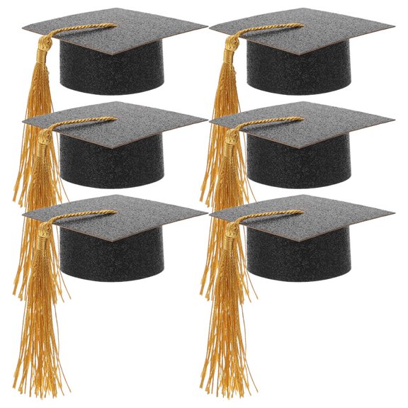 BESTYASH Graduation Cap Accessories Black Paper 6Pcs