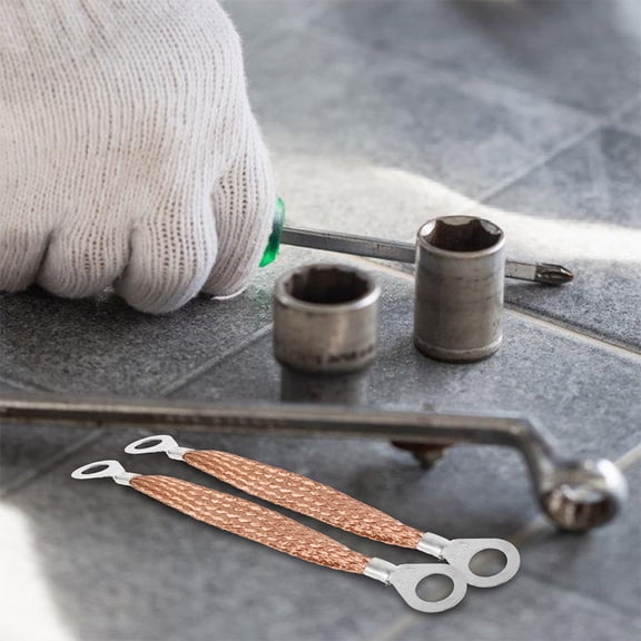 BESTYASH 6Pcs Durable Copper Ground Strap for Car Engine High Conductivity Ground Cable with Ring Terminals