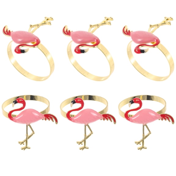 BESTYASH 6Pcs Flamingo Design Napkin Buckles Festive Decoration Pink for Home Restaurant