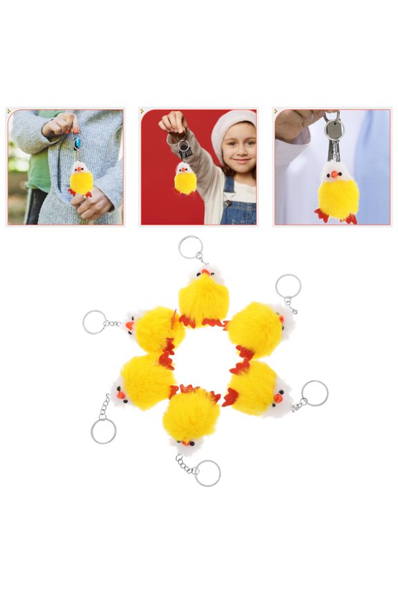 6Pcs Mini Chicken Figurines Chicken Party Favors Multi Keyring for Decorations