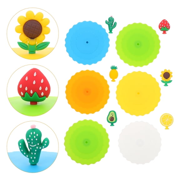 BESTYASH 6Pcs Fruit Shape Silicone Lid Silicone Covers For Drinks Green Avocado Cup Cover Home Use