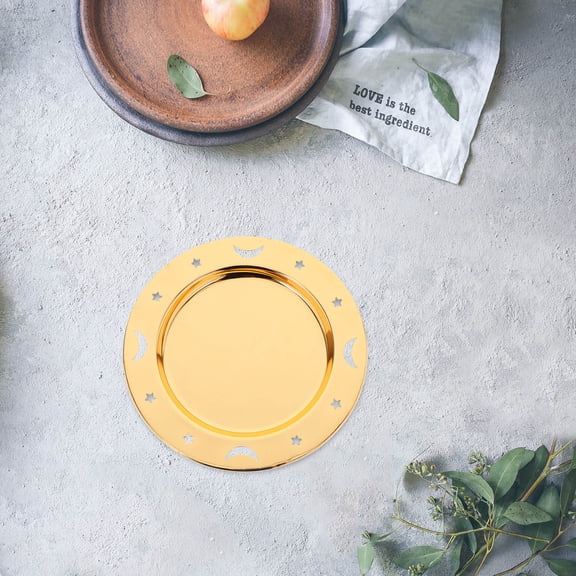 BESTYASH 6Pcs Golden Vintage Metal Serving Trays for Home Use Multipurpose Display Platter