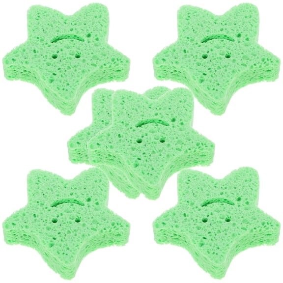 BESTYASH 6Pcs Green Bath Sponge Star Shaped Body Scrubber with Strong Cleaning Friction for Skin Care