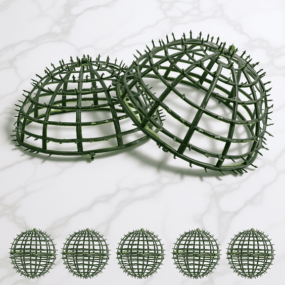 BESTYASH 6Pcs Green Grass Ball Shelf Plastic Topiary Cage Frame for DIY Flower Arrangements