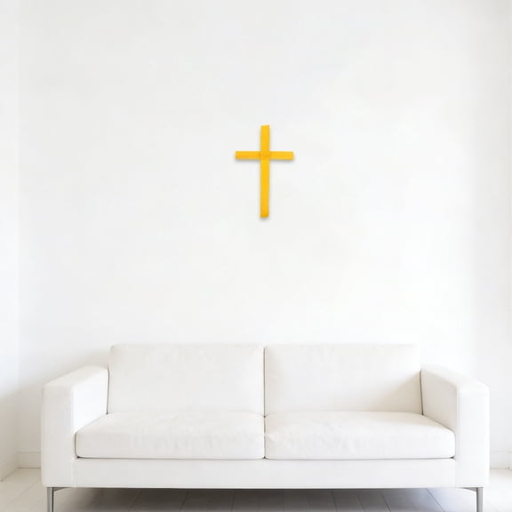 BESTYASH 6Pcs Handmade Palm Cross for Church Wall Yellow Handwoven Catholic Crucifix Decor