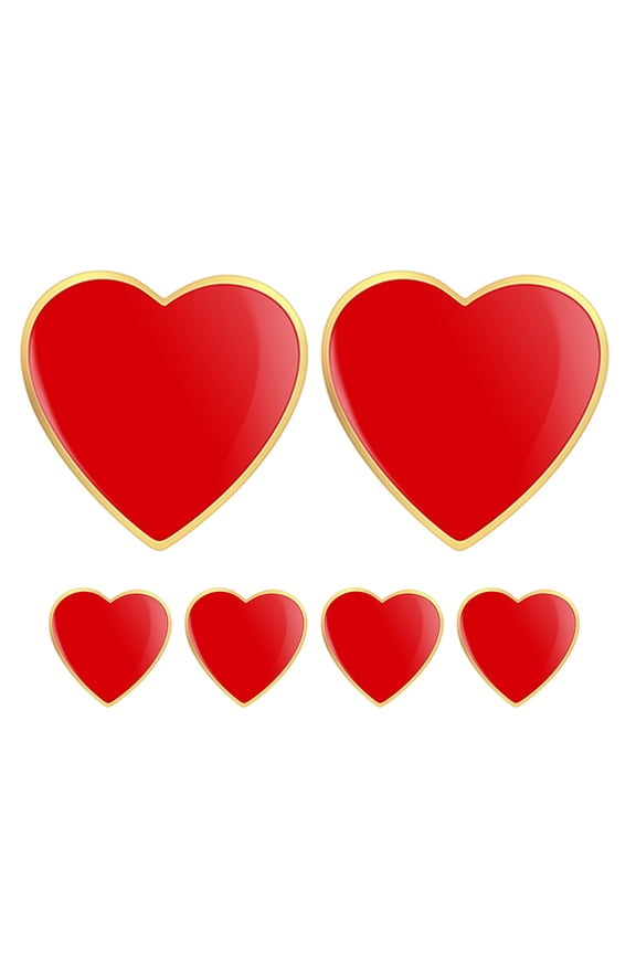 6Pcs Heart Brooch Pin Red Metal Lapel Pins for Clothes Hats Sweaters and Backpack Accessories
