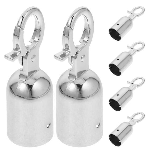 BESTYASH 6Pcs Silver Metal Rope End Caps with Snap Hook Heavy Duty Cord Connector for Guardrails