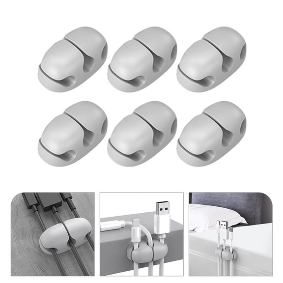 BESTYASH 6-Pack Grey Cable Storage Holders for Secure and Neat Cord Management at Home or Office