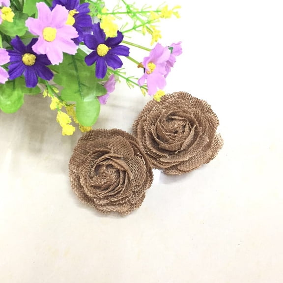 BESTYASH 6Pcs Brown Jute Flowers Burlap Roses for Craft Making and Wedding Decor