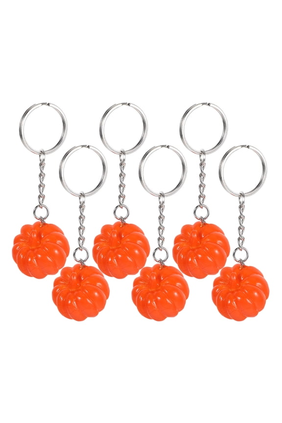 Compact Pumpkin Keychain Orange PVC Zinc Alloy Versatile Backpack Hanging Decor 6Pcs