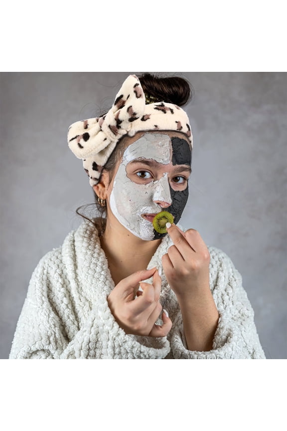 6Pcs Leopard Print Headband Synthetic Fiber Facial Cleansing Daily Routine Women