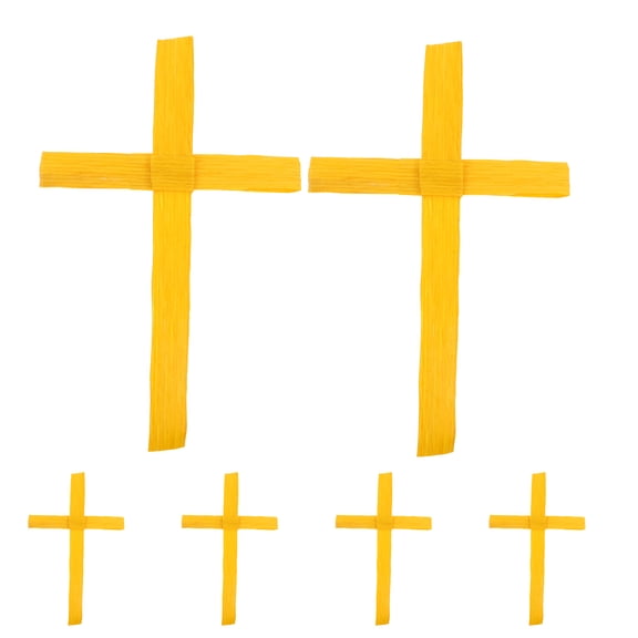 BESTYASH 6Pcs Lightweight Handmade Palm Cross Yellow Christian Cross for Wall Display