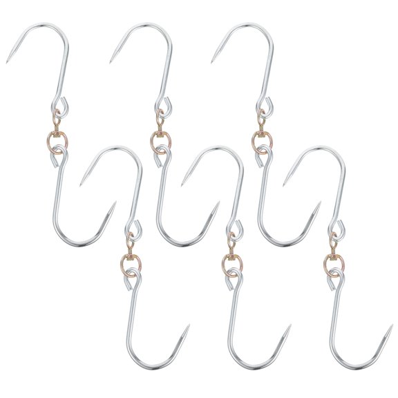 BESTYASH 6Pcs Metal Meat Hooks with Easy Installation for Hanging and Drying Meat