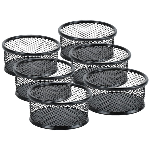 BESTYASH 6-Pack Black Metal Mesh Paperclip Holders Desktop Organizers for Office Supplies and Desk Storage