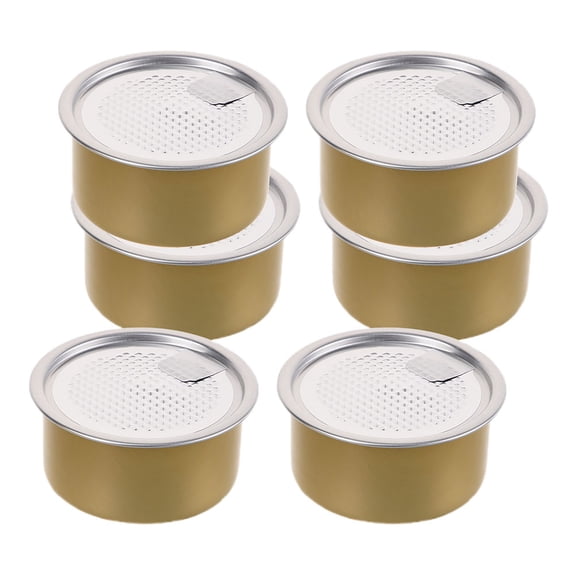 BESTYASH 6Pcs Metal Tin Food Containers with Lids for Cake Treat Storage and Travel Use Golden