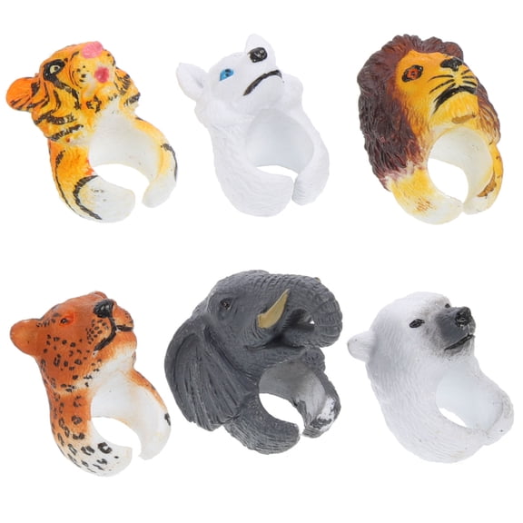 BESTYASH 6Pcs Party Favors Animal Rings Assorted Color for Easy to Wear Fun