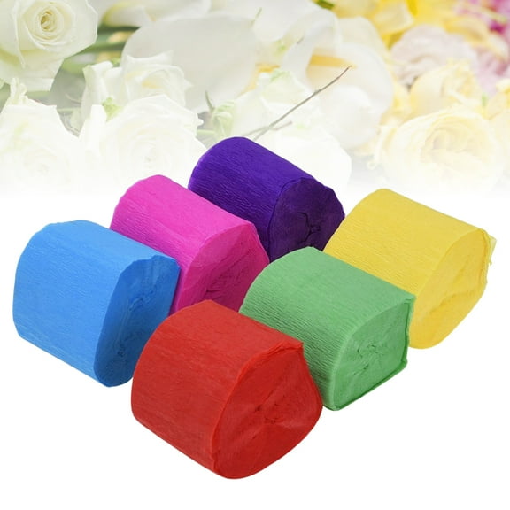 BESTYASH 6Pcs Party Streamer Crepe Paper Rolls Assorted Colors Wood Pulp Non Recycled Material