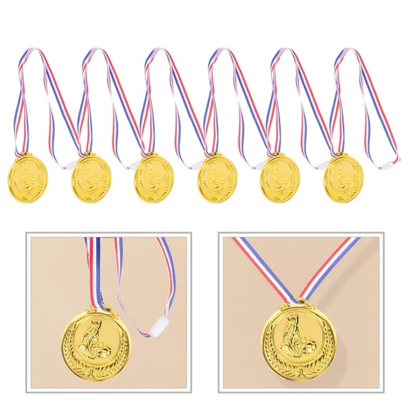 BESTYASH 6Pcs Plastic Golden Medals for Sports Game Rewards and Party Use Accessories